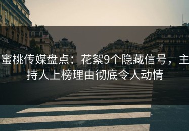 蜜桃传媒盘点：花絮9个隐藏信号，主持人上榜理由彻底令人动情