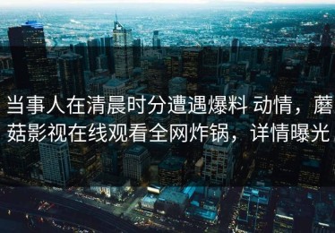 当事人在清晨时分遭遇爆料 动情，蘑菇影视在线观看全网炸锅，详情曝光