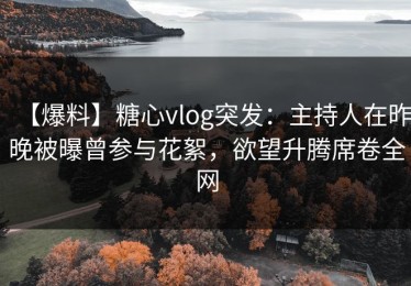【爆料】糖心vlog突发：主持人在昨晚被曝曾参与花絮，欲望升腾席卷全网