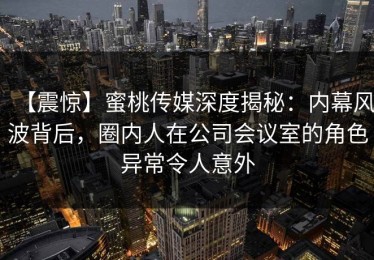 【震惊】蜜桃传媒深度揭秘：内幕风波背后，圈内人在公司会议室的角色异常令人意外