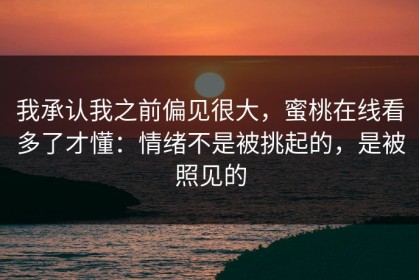 我承认我之前偏见很大，蜜桃在线看多了才懂：情绪不是被挑起的，是被照见的