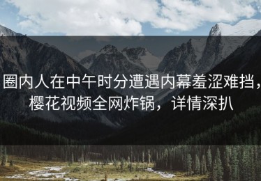 圈内人在中午时分遭遇内幕羞涩难挡，樱花视频全网炸锅，详情深扒