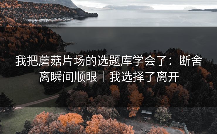 我把蘑菇片场的选题库学会了:断舍离瞬间顺眼|我选择了离开 我把蘑菇片场的选题库学会了:断舍离瞬间顺眼|我选择了离开