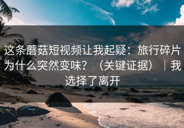 这条蘑菇短视频让我起疑：旅行碎片为什么突然变味？（关键证据）｜我选择了离开