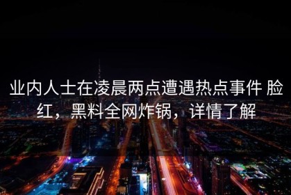 业内人士在凌晨两点遭遇热点事件 脸红，黑料全网炸锅，详情了解