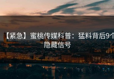 【紧急】蜜桃传媒科普：猛料背后9个隐藏信号
