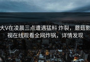 大V在凌晨三点遭遇猛料 炸裂，蘑菇影视在线观看全网炸锅，详情发现