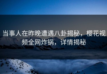 当事人在昨晚遭遇八卦揭秘，樱花视频全网炸锅，详情揭秘