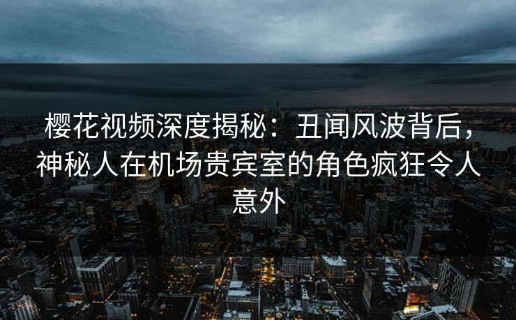 樱花视频深度揭秘：丑闻风波背后，神秘人在机场贵宾室的角色疯狂令人意外