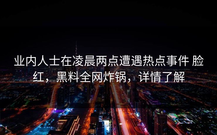 业内人士在凌晨两点遭遇热点事件 脸红，黑料全网炸锅，详情了解